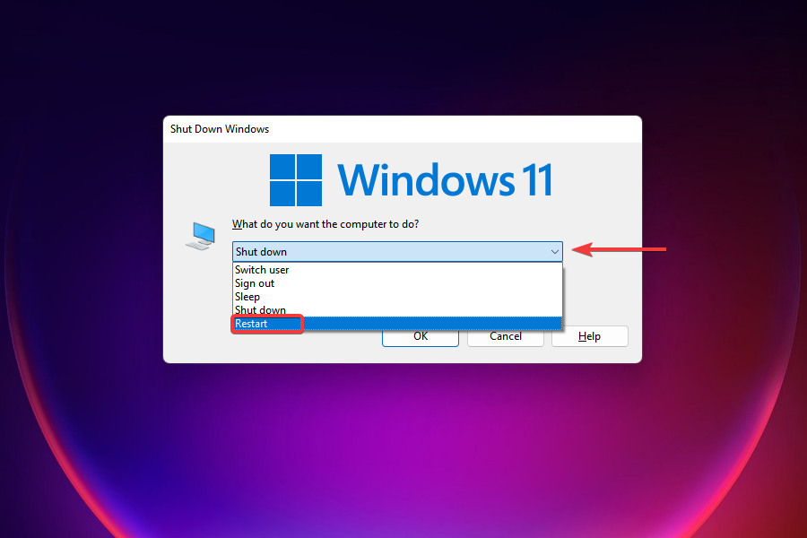 Starta om Windows 11