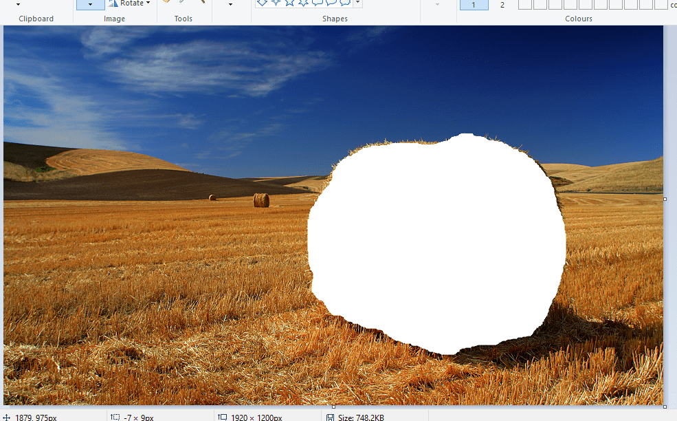prozorno ozadje v programu Paint v sistemu Windows 10