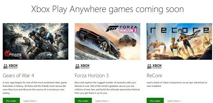 Xbox Play Anywhere -pelit ovat nyt ennakkotilattavissa