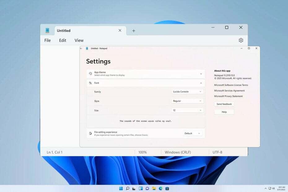 Променете шрифта, стила и размера на Notepad в Windows 11
