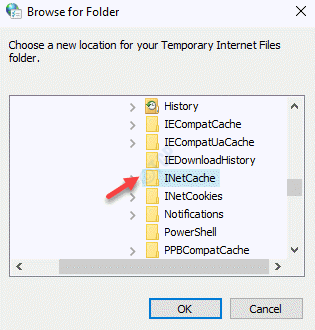 Прегледайте папката C Потребители на папка Windows Inetcache