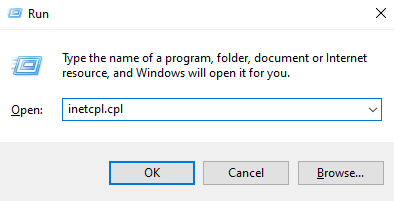 Диалоговое окно "Выполнить" - ошибка файлов cookie OneDrive должна быть разрешена
