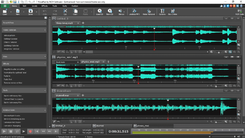 WavePad Audio Editing -ohjelmiston banneri