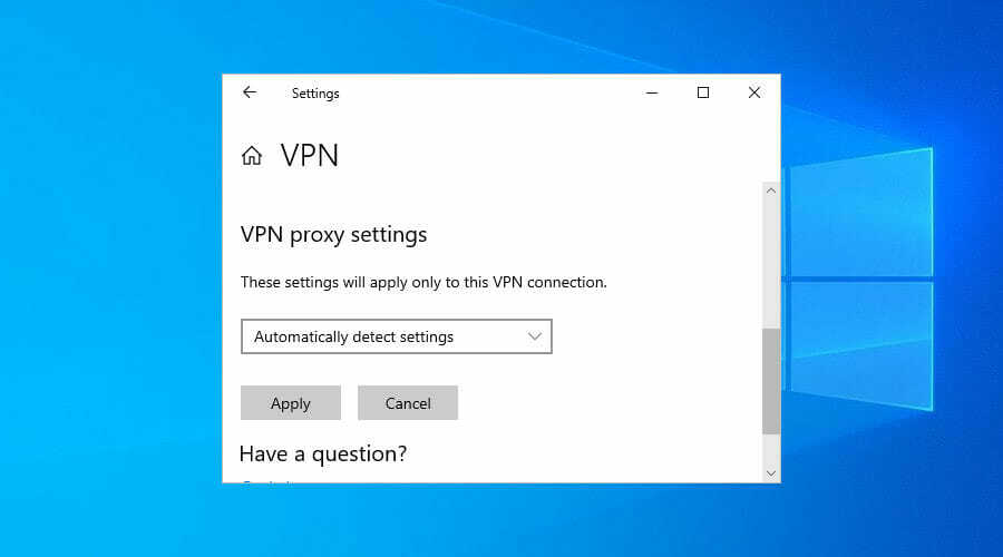 konfigureerige Windows 10-s VPN-i puhverserveri seaded