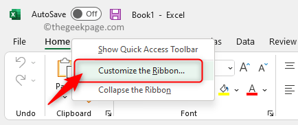 Riboon Haga clic con el botón derecho en Personalizar mínimo