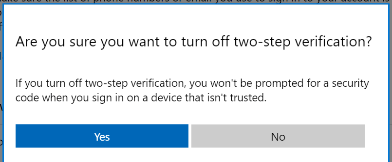Verificación en dos pasos de Outlook desactivada: seguro: sí