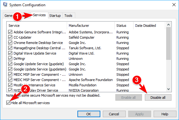 Poista kaikki käytöstä -painike Microsoft Edge avautuu ja sulkeutuu