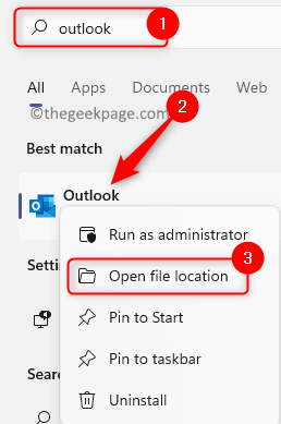 Posizione del file aperto di Windows Outlook Min