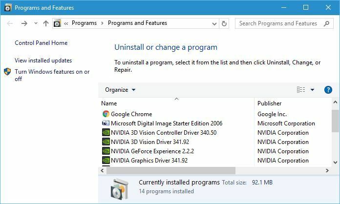 programas y características TAP Windows Adapter V9 error