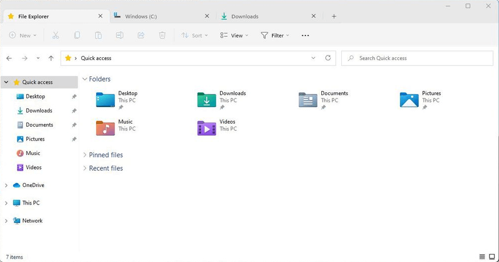 „Windows 11“ failų naršyklės skirtukas