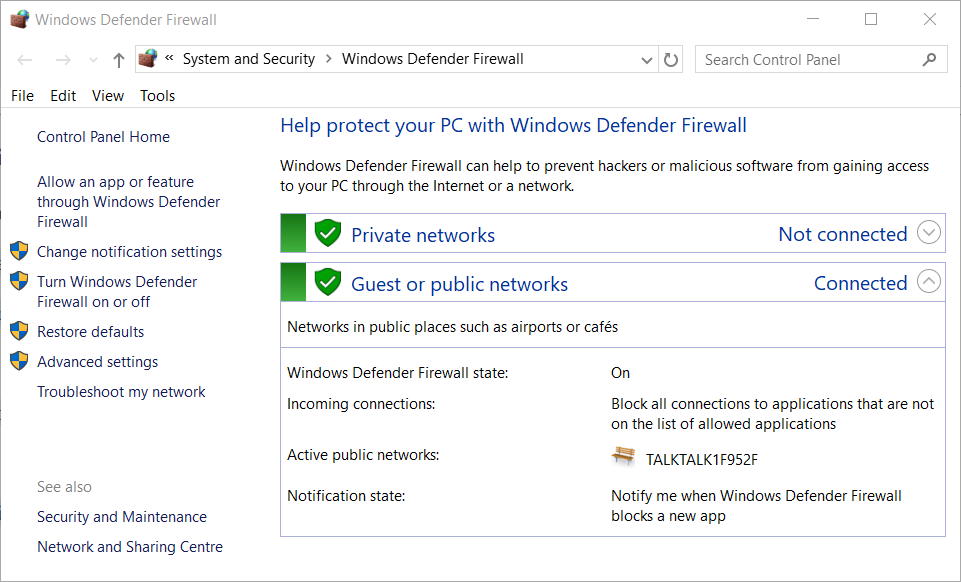 Легендите за защитната стена на Windows Defender няма да стартират компютър