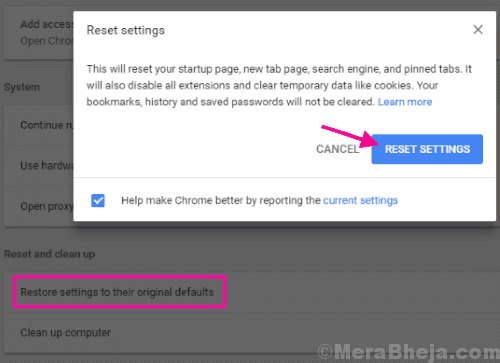 Lähtestage Chrome Err Ssl versiooni häired