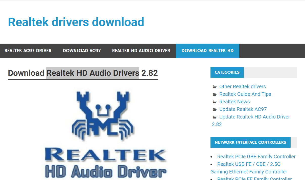  صفحة Realtek HD Audio Manager مفقودة