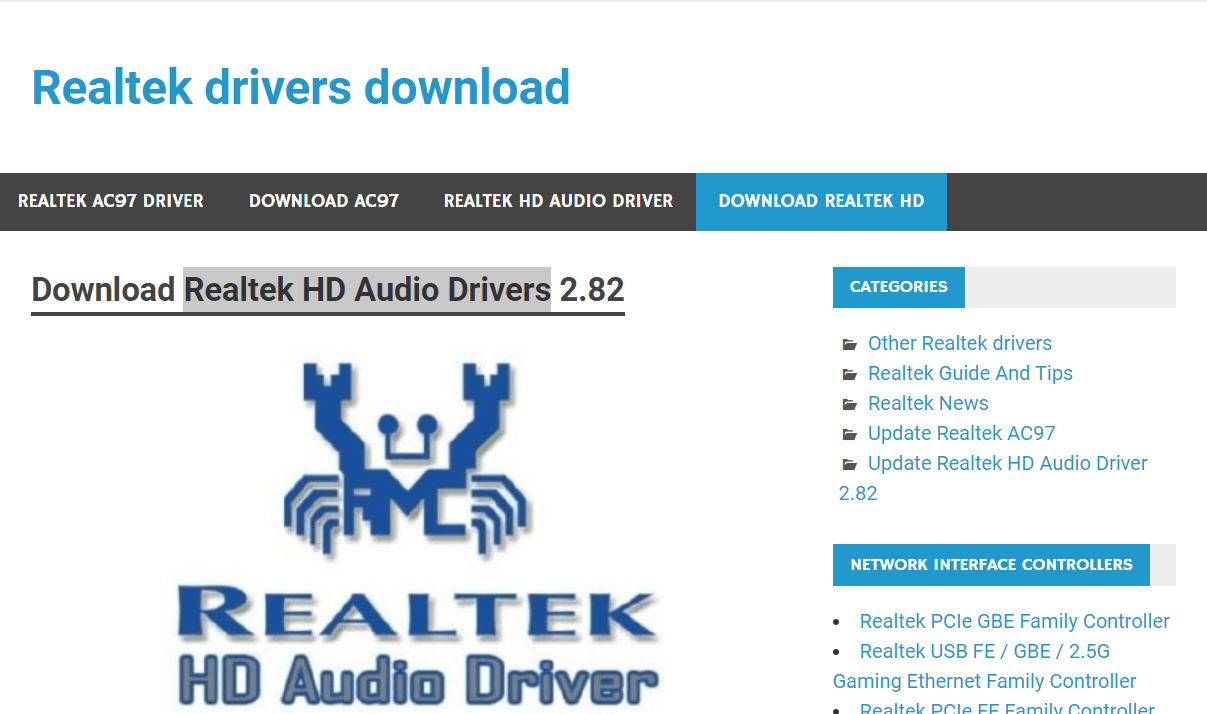  Página do gerenciador de áudio Realtek HD gerenciador de áudio realtek hd ausente