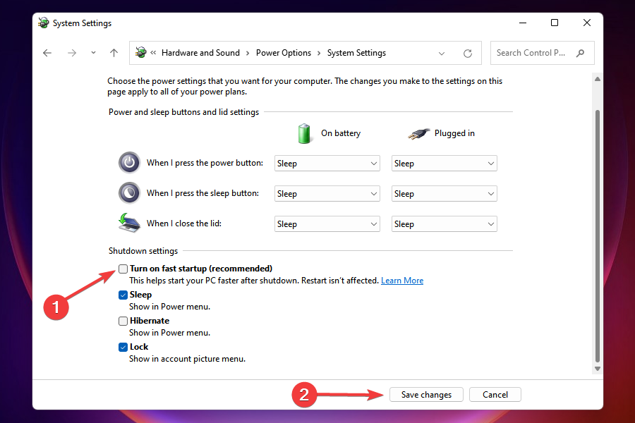 Windows 11'de çalışmayan fare ve klavyeyi düzeltmek için hızlı başlatmayı devre dışı bırakın