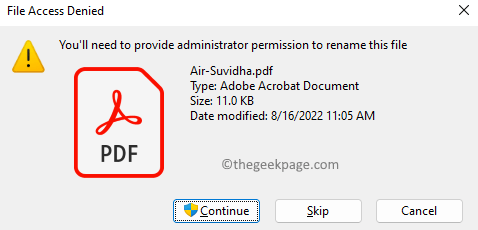 Dateizugriff verweigert Administratorrechte erforderlich Min