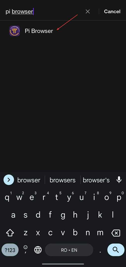 Căutați Pi Browser.