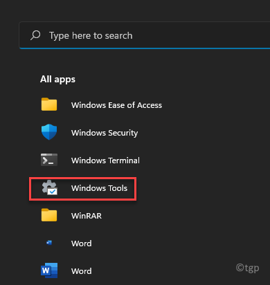 Käynnistä Kaikki sovellukset Windows -työkalut