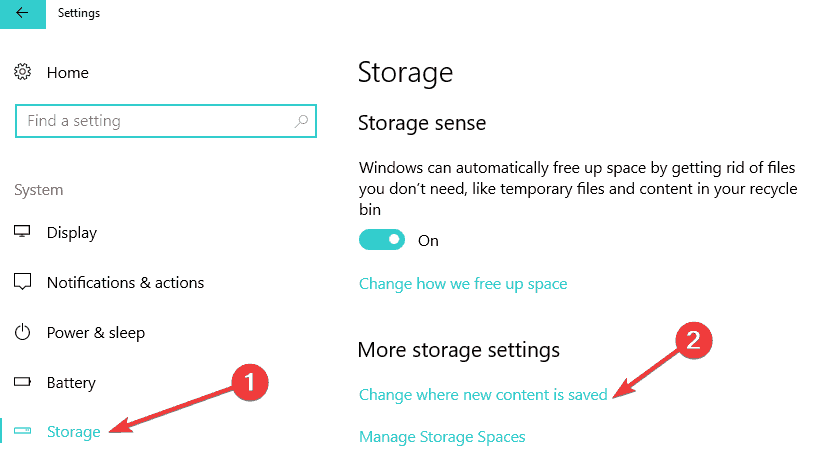 Schimbați unde este salvat conținutul nou Windows 10