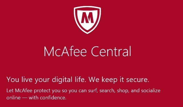 McAfee Central: تحديث مهم لتطبيق Windows 8 ، 10