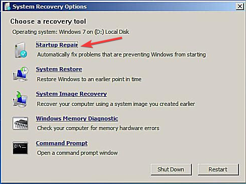スタートアップ修復と修復ファイル DLL ファイルが見つからない Windows 7