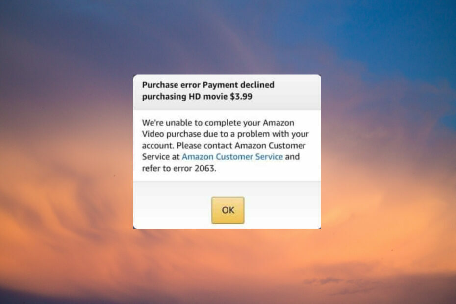 Горячее исправление ошибки Amazon 2063
