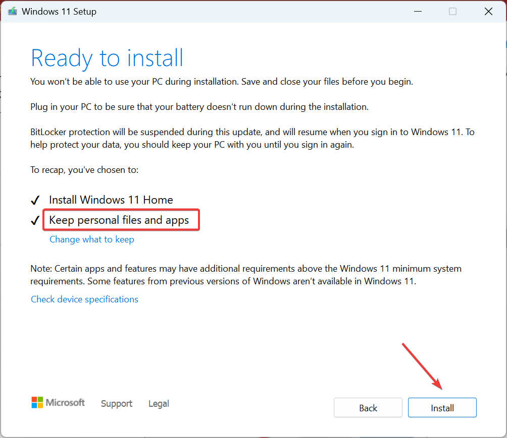 in-place upgrade om ontbrekende Windows 11-afdruk met de rechtermuisknop te repareren