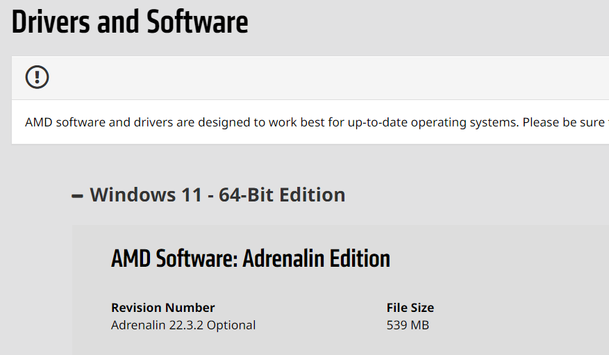 Windows 11 플랫폼 옵션 Windows 11 amd 그래픽 드라이버가 설치되어 있지 않음