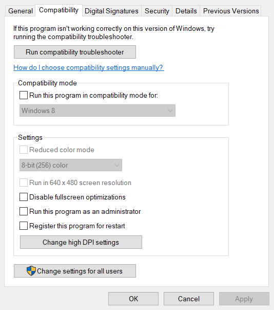 თავსებადობის ჩანართი minecraft არ გახსნის Windows 10-ს