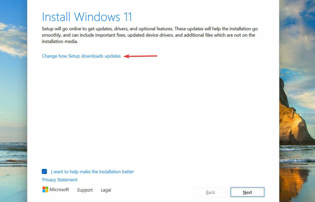 Ändern Sie, wie das Setup Updates herunterlädt, um den Installationsfehler von Windows 11 zu beheben - 0x800f0831