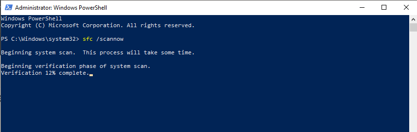 Windows Power Shell menjalankan pemindaian sfc - Siluet tidak dapat diperbarui