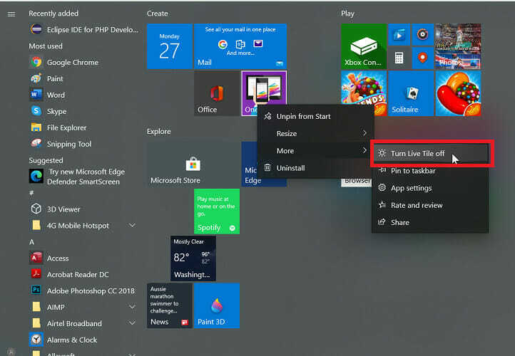 zmień-Windows-10-menu-start-na-klasyczne-wyłącz-na żywo kafelki