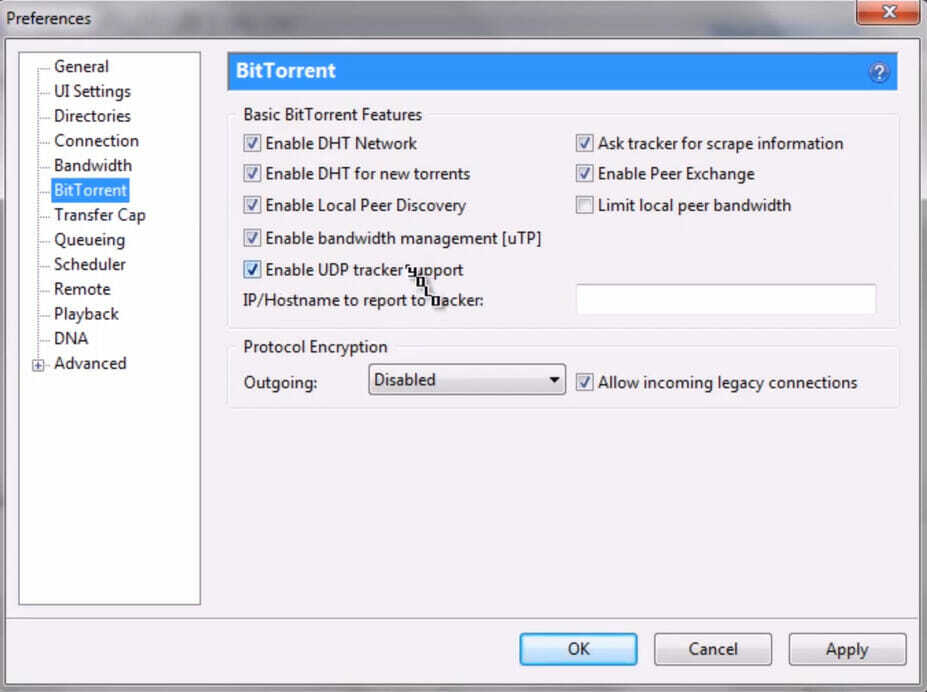 BitTorrent-välilehden utorrent jumiutui yhteyden muodostamiseen vertaisryhmiin