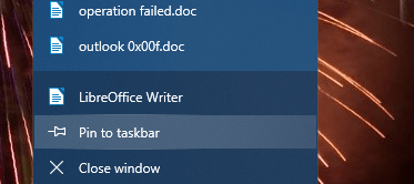 An Taskleiste anheften Option Office-Verknüpfungen fehlen im Startmenü