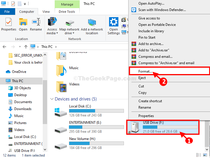 Hoe op te lossen - Pen drive toont onbekende capaciteit en kan formatteringsproblemen niet voltooien in Windows 10