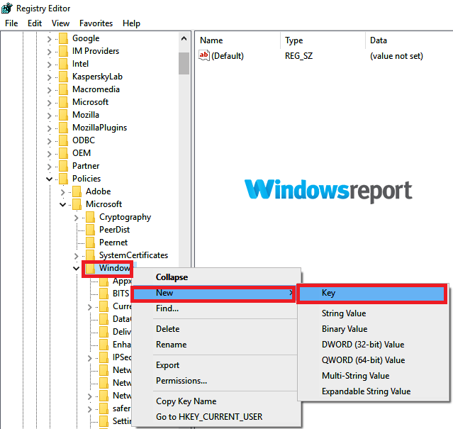 Sluk for automatisk opdatering af Windows 10 ny nøgle