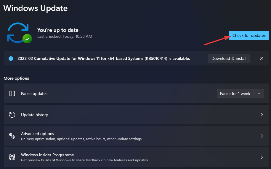 Check for opdateringer knap begivenheds-id 41 windows 11