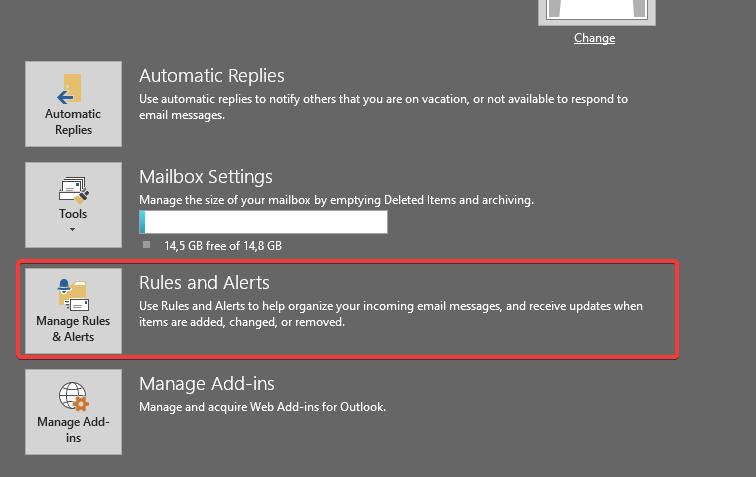 automatyczne odpowiedzi reguł i alertów w Outlooku