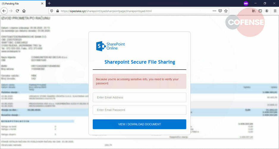 Sharepoint-Dokument für Phishing-Angriffe