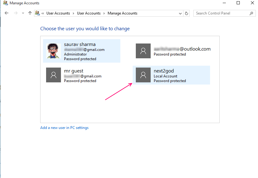როგორ შეცვალოთ Windows 10 ადგილობრივი მომხმარებლის ანგარიში