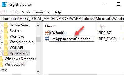 Registry Editor ค่า Dword ใหม่ เปลี่ยนชื่อ Letappsaccesscalendar