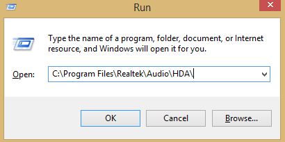 suorita ikkuna Realtek HD Audio Manager ei avaudu