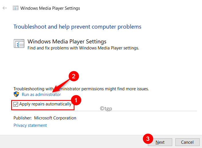 La configuración del Reproductor de Windows Media aplica reparaciones automáticamente Mínimo