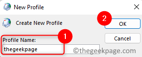 Dodajte novo ime profila Min