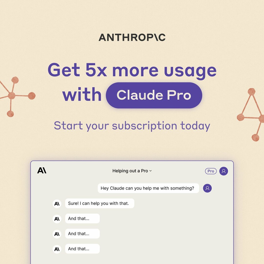 Claude Pro offre un utilizzo 5 volte maggiore + accesso prioritario in qualsiasi momento