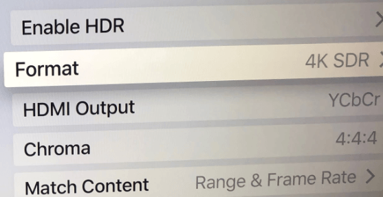 perjungti iš HDR į SDR