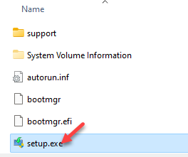 File Explorer Liikuge Windows Bt Path Käivitage fail Setup.exe