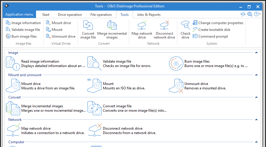 O & O DiskImage 컴퓨터 대 컴퓨터 백업 소프트웨어