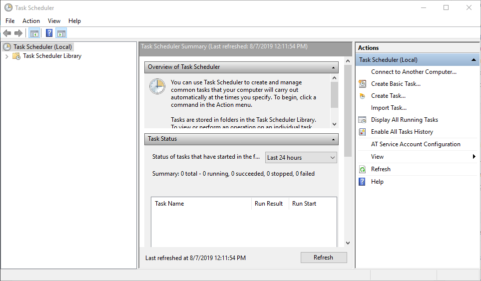 Taakplanner Windows Defender moet uw computer scannen