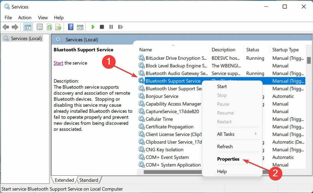 Usluga Bluetooth podrške za popravak Bluetootha koji nedostaje u upravitelju uređaja Windows 11